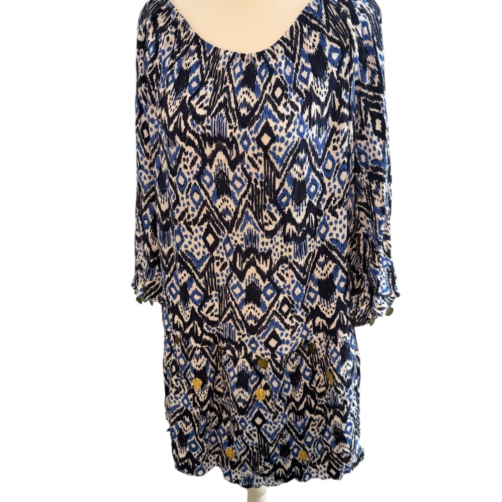 Lilly Pulitzer Delaney Tunic Dress Beckon Blue Off The Shoulder Resort Sz Medium - Picture 2 of 15